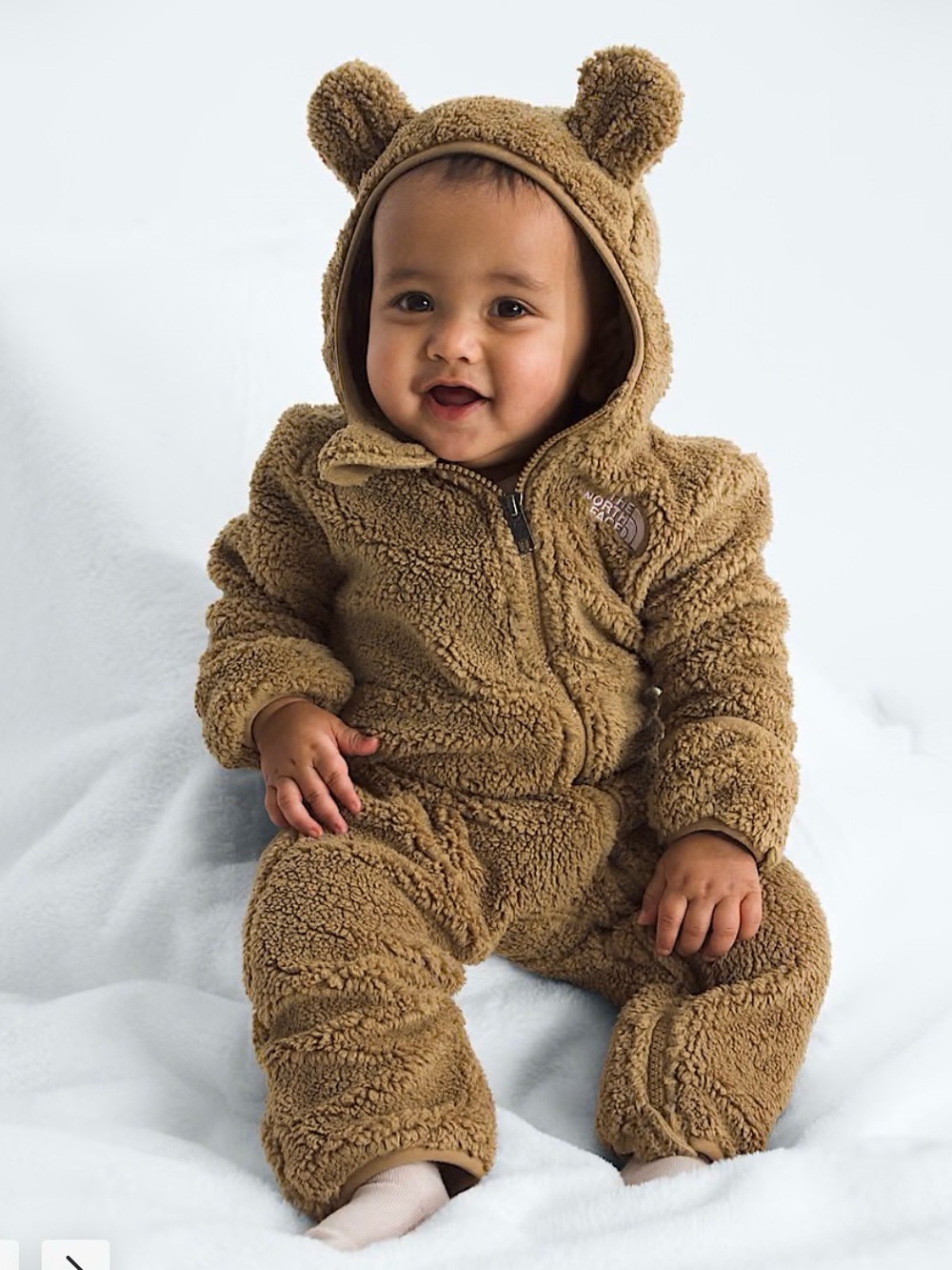 The North Face Teddy Fleece Hooded One-Piece in Tan